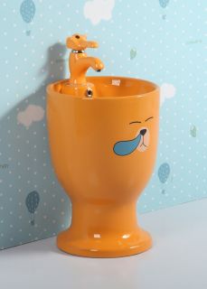 Раковина Gid Nb193-OR 69913 накладная с пъедесталом оранжевая 37x37x53